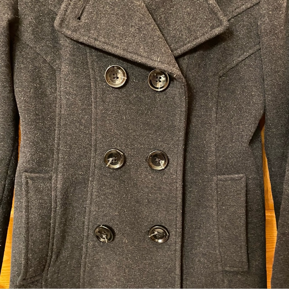 Anne Klein Charcoal Double Breasted Pea Coat PXS - Picture 2 of 6